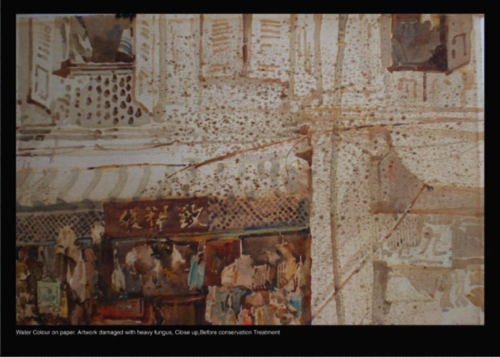 Water colour on paper - Before conservation Discolouration